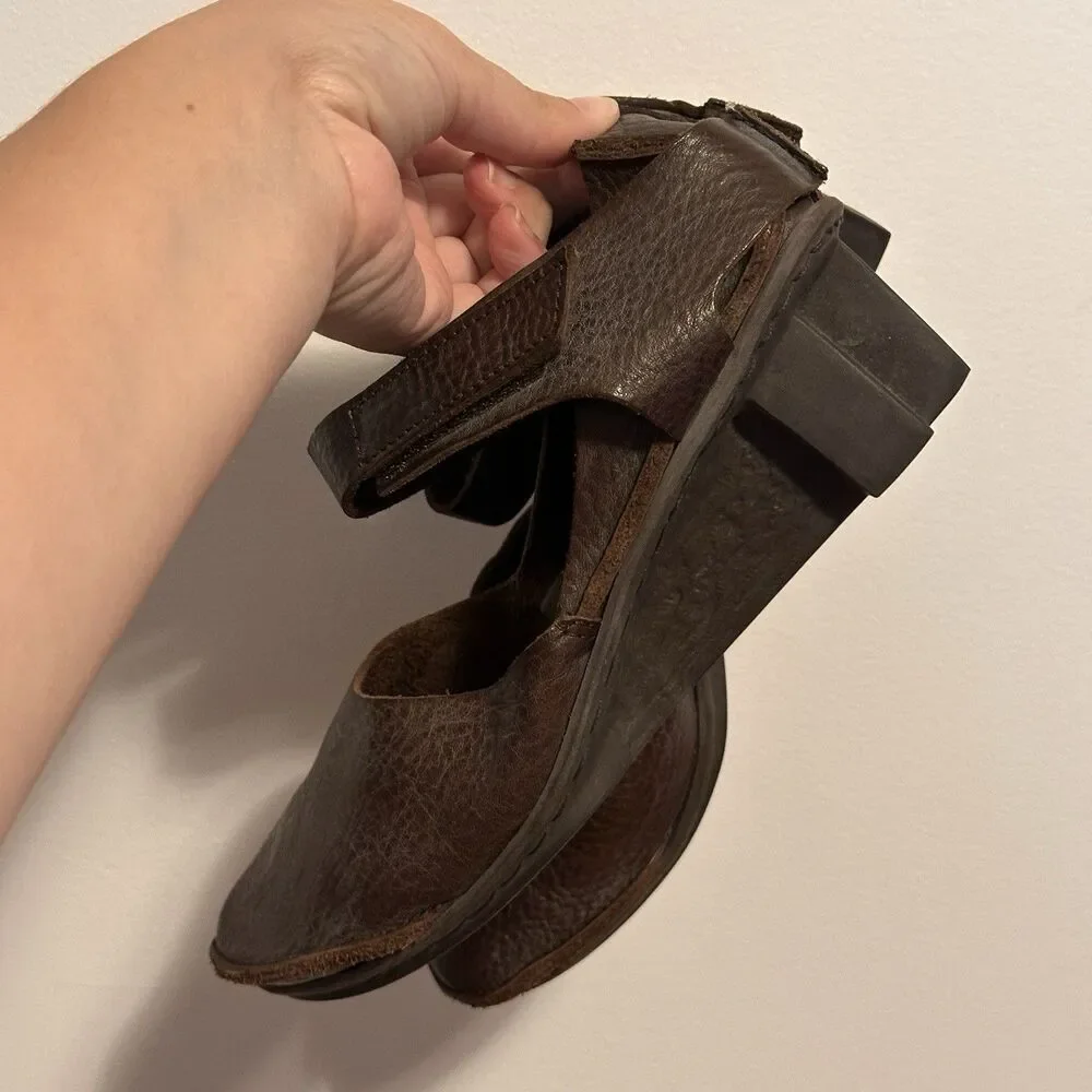 Trippen Germany Women's Brown Leather Edel Mary Jane Wedge EU 38 Lagenlook fairy